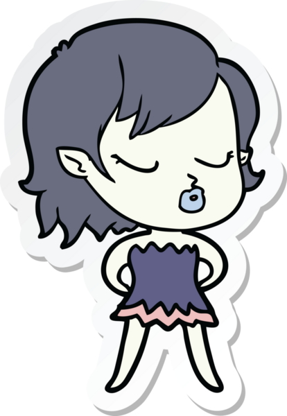 Bir insan tarafından çizilmiş şirin bir vampir kızın çıkartması.