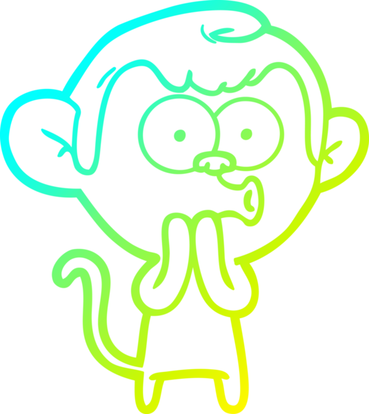 Bir insan tarafından çizilen korna çalan bir maymunun soğuk çizgi çizimi.