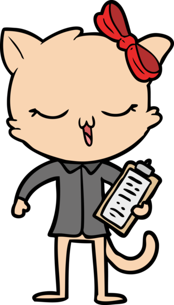 Bir insan tarafından çizilmiş kafasında yay olan çizgi film kedisi.