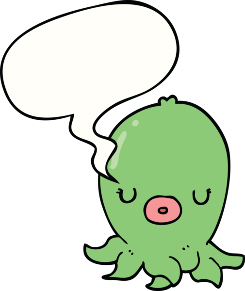 bir insan tarafından çizilmiş konuşma baloncuklu ahtapot.