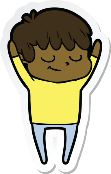 Bir insan tarafından çizilmiş mutlu bir çocuğun çıkartması.