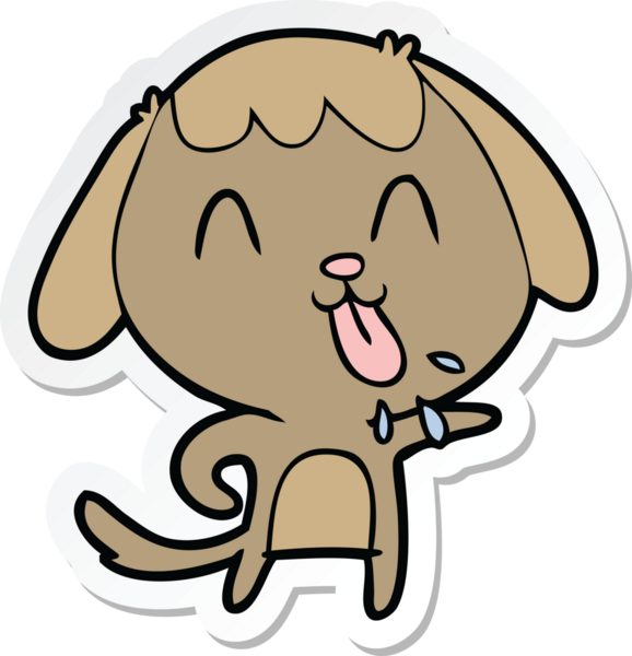 Bir insan tarafından çizilmiş şirin bir köpeğin çıkartması.