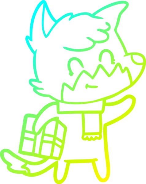 Bir insan tarafından çizilmiş mutlu tilki çizgi filmi.