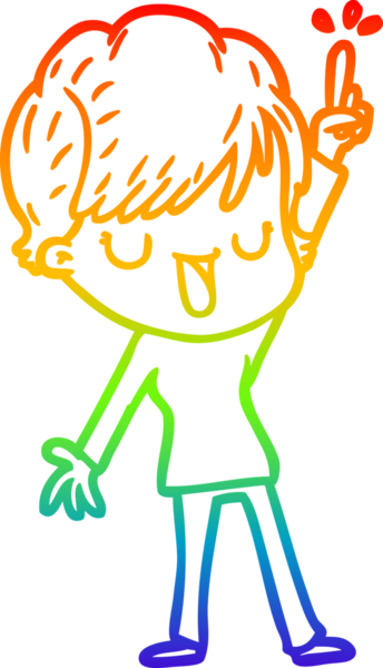 gökkuşağı gradyan çizimi bir insan tarafından çizilmiş mutlu bir kadın çizgi