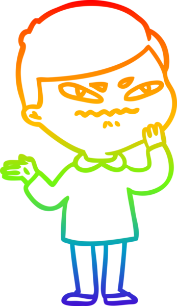 Bir insan tarafından çizilmiş kızgın bir adamın çizdiği gökkuşağı gradyanı çizimi