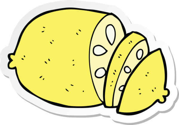 Bir insan tarafından çizilmiş dilimlenmiş limon çıkartması.