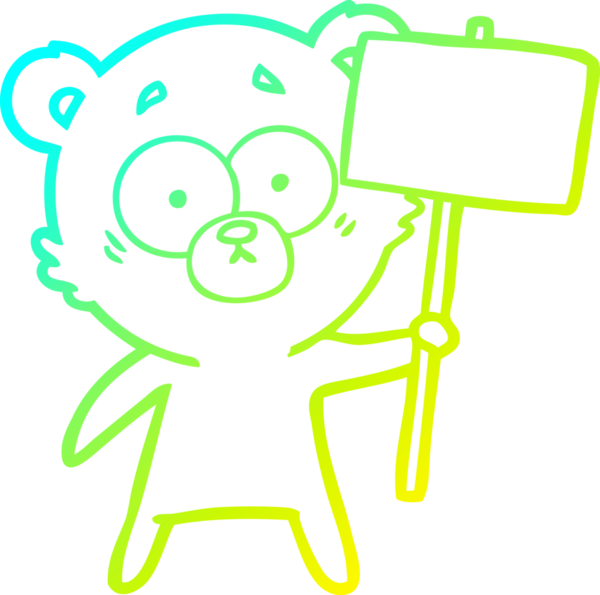 Bir insan tarafından çizilmiş protestolu bir kutup ayısı karikatürü.