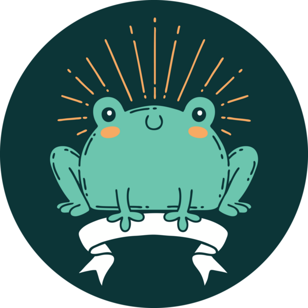 Bir insan tarafından çizilen mutlu kurbağa dövmesi ikonu