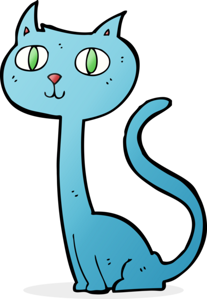 Bir insan tarafından çizilmiş çizgi film kedisi.