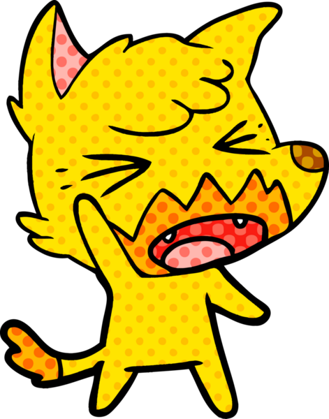 Bir insan tarafından çizilmiş tilki çizgi film karakteri