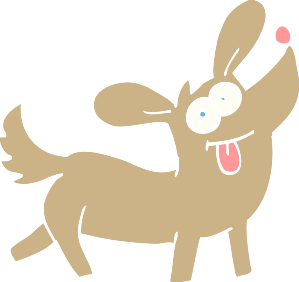 Bir insan tarafından çizilmiş düz renkli çizim mutlu köpek.