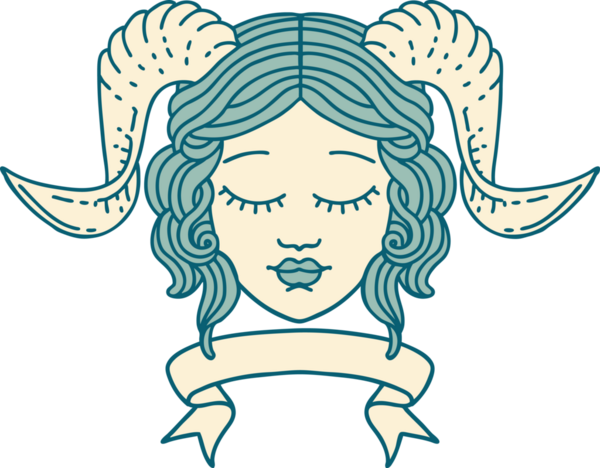 Retro Dövme Biçimi karakter yüzünü bir insan tarafından çizilmiş parşömen pankartıyla düzenliyor