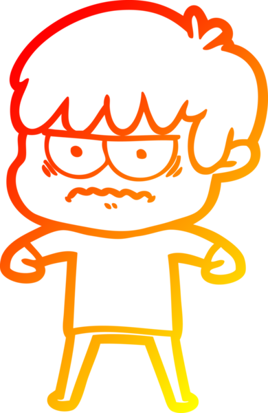 Bir insan tarafından çizilmiş kızgın çizgi film çocuğunun sıcak çizgi çizimi.