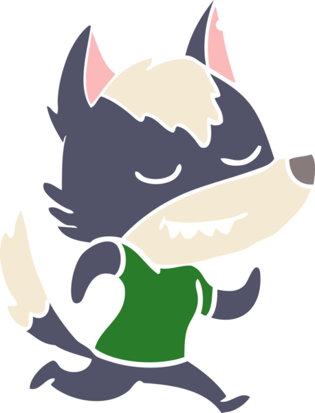 Bir insan tarafından çizilmiş düz renkli çizgi film kurdu.