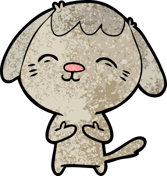 Bir insan tarafından çizilmiş mutlu çizgi film köpeği.