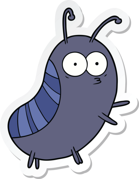 Bir insan tarafından çizilmiş komik bir böceğin çıkartması.