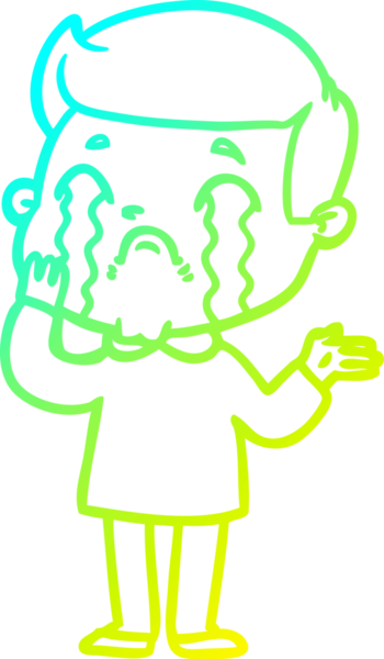 Bir insan tarafından çizilmiş ağlayan bir çizgi film karakteri çizimi.