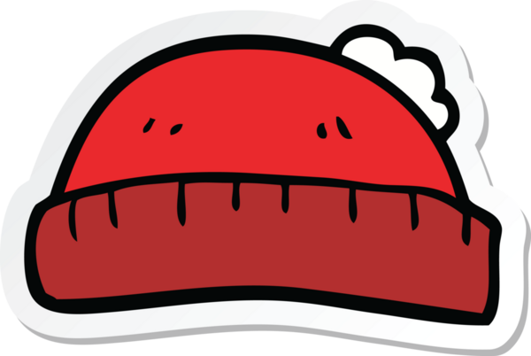 Bir insan tarafından çizilmiş yün şapka çıkartması.