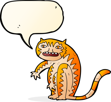 Bir insan tarafından çizilmiş konuşma balonlu çizgi film kaplanı