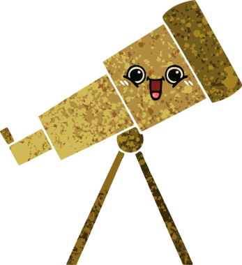 Bir insan tarafından çizilmiş bir teleskobun retro çizim tarzı karikatürü