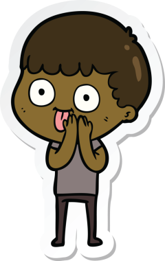 Bir insan tarafından çizilmiş karikatür adamın çıkartması.