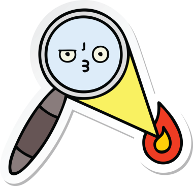 Bir insan tarafından çizilmiş şirin bir çizgi film büyütecinin çıkartması.