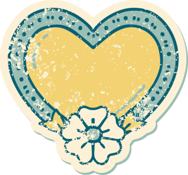 Bir insan tarafından çizilmiş kalp ve çiçeğin sembolik dövmesi.