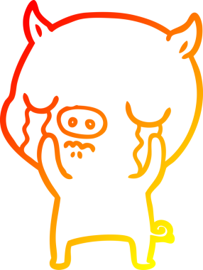 Bir insan tarafından çizilmiş, ağlayan bir domuzun sıcak çizgi çizimi.