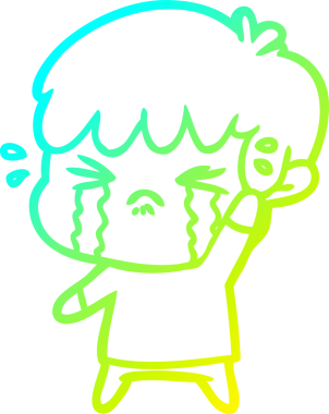 Bir insan tarafından çizilmiş ağlayan çizgi film çocuğu çizimi.