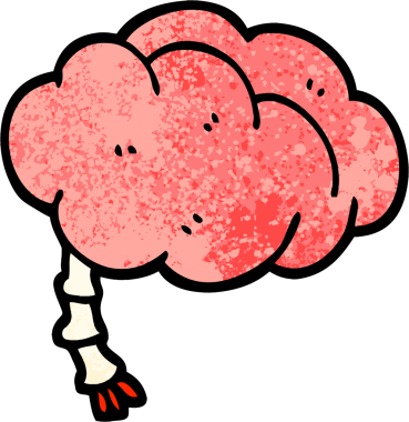 Bir insan tarafından çizilmiş grunge desenli çizim çizgi film beyni