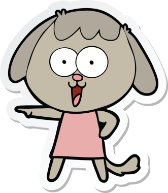 Bir insan tarafından çizilmiş şirin bir köpeğin çıkartması.