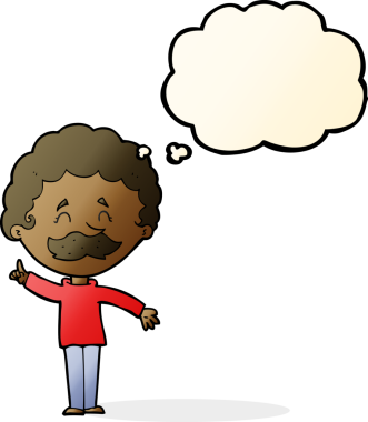 Bir insan tarafından çizilmiş düşünce baloncuğu fikri olan çizgi film adamı.