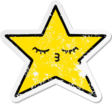 Bir insan tarafından çizilmiş tatlı bir çizgi film yıldızının sıkıntılı çıkartması.