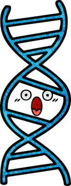 Bir insan tarafından çizilmiş DNA ipliğinin retro grunge desen karikatürü