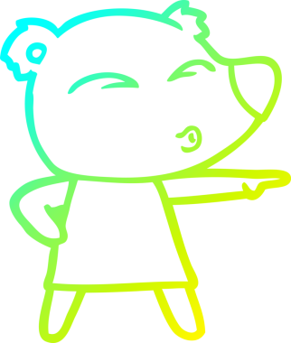 Bir insan tarafından çizilmiş ıslık çalan bir ayının soğuk çizgi çizimi.