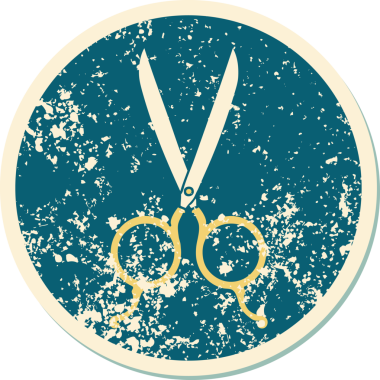 Bir insan tarafından çizilmiş berber makasının sembolik dövmeli görüntüsü