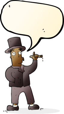 Bir insan tarafından çizilmiş konuşma balonlu sigara içen beyefendi.