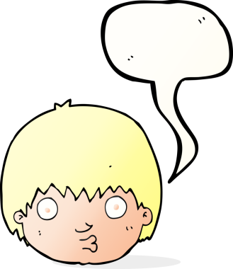 Bir insan tarafından çizilmiş konuşma balonu olan meraklı bir çocuk.