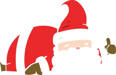 Düz renkli çizgi film. Uykulu Noel Baba bir insan tarafından çizilmiş.