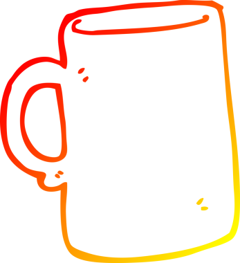 Bir insan tarafından çizilmiş bir karikatür kupasının sıcak çizgi çizimi