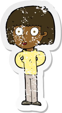 Bir insan tarafından çizilmiş, kederli bir karikatür çıkartması.