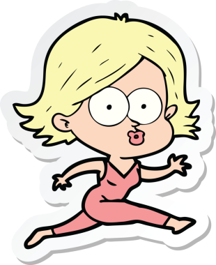 Bir insan tarafından çizilmiş somurtkan bir çizgi film kızının çıkartması.