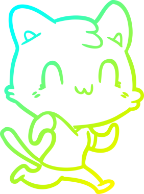 Bir insan tarafından çizilen çizgi film mutlu bir kedinin soğuk gradyan çizimi