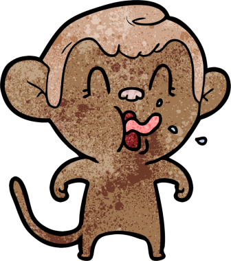 Bir insan tarafından çizilmiş çılgın çizgi film maymunu