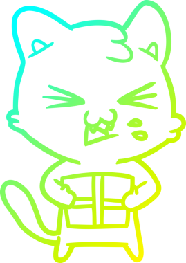 Bir insan tarafından çizilen çizgi film kedisinin soğuk gradyan çizimi