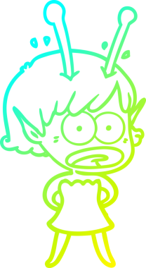 Bir çizgi film karakteri, bir insan tarafından çizilmiş soğuk gradyan çizimi.