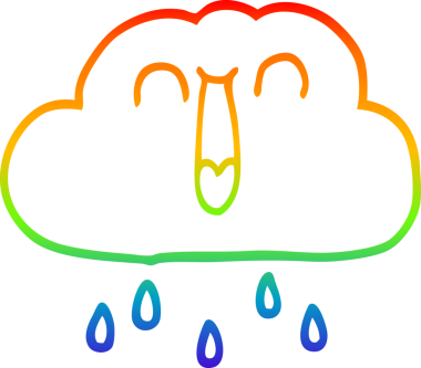 gökkuşağı gradyanı çizimi mutlu bir çizgi film yağmur bulutu bir insan tarafından çizildi