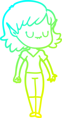 Bir insan tarafından çizilmiş mutlu bir elf kızı çizimi.