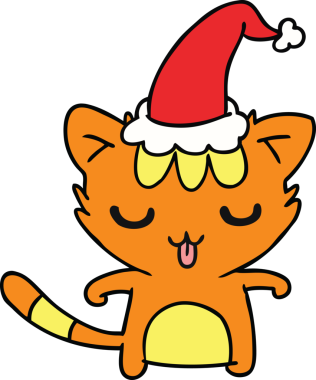 Bir insan tarafından çizilmiş kawaii kedisinin el çizimi karikatürü.