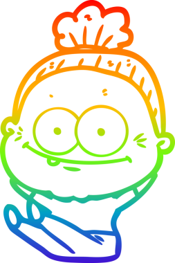 Gökkuşağı gradyan çizgi çizimi Bir insan tarafından çizilmiş mutlu yaşlı kadın